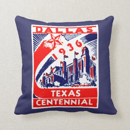 1936 Dallas Texas Centennial Throw Pillow
