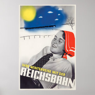 1936 German Railways Winter Travel Poster