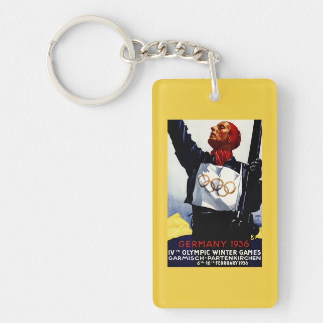 1936 Olympic Winter Games Advertisement Poster Keychain (Front)