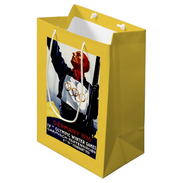 1936 Olympic Winter Games Advertisement Poster Medium Gift Bag (Front Angled)