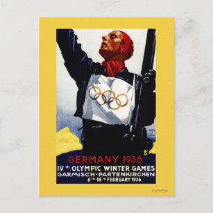 1936 Olympic Winter Games Advertisement Poster Postcard