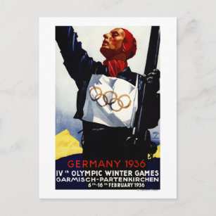 1936 Olympic Winter Games Advertisement Poster Postcard