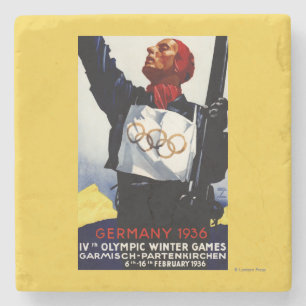 1936 Olympic Winter Games Advertisement Poster Stone Coaster