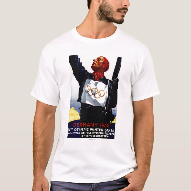 1936 Olympic Winter Games Advertisement Poster T-Shirt (Front)