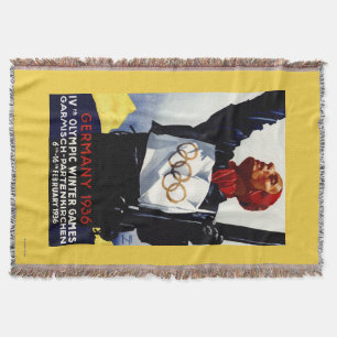 1936 Olympic Winter Games Advertisement Poster Throw Blanket