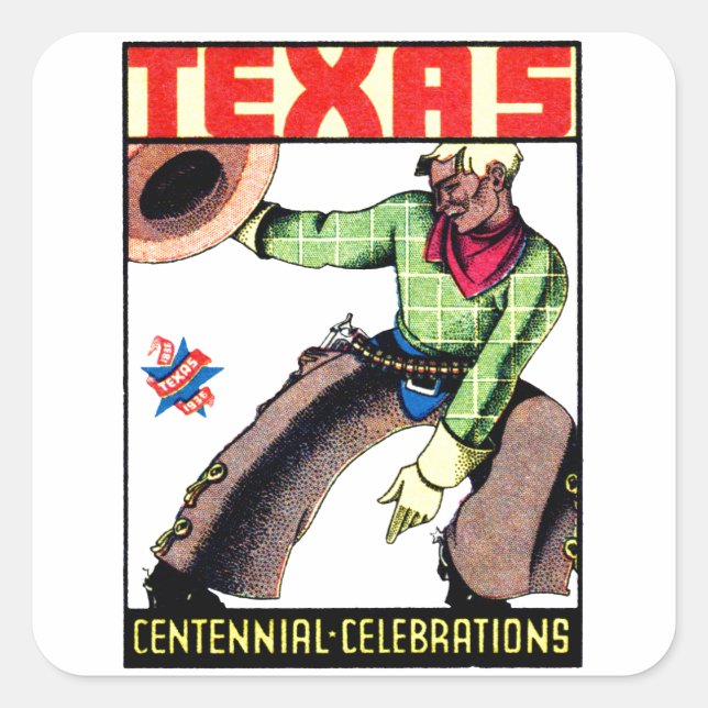 1936 Texas Centennial Square Sticker (Front)
