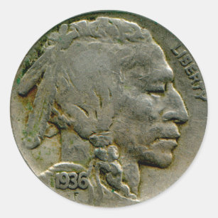 1936 US 'Buffalo' nickel heads sticker