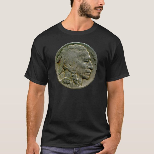 1936 US 'Buffalo' nickel heads t-shirt (Front)