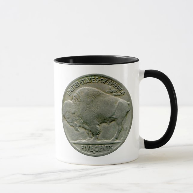 1936 US "Buffalo" nickel tails mug (Right)