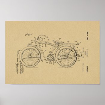 1936 Vintage Bicycle Patent Art Print by AcupunctureProducts at Zazzle