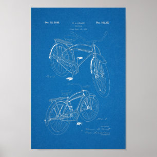 1936 Vintage Bicycle Patent Blueprint Art Print
