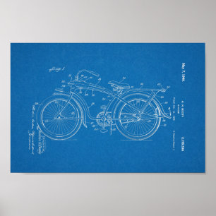 1936 Vintage Bicycle Patent Blueprint Art Print