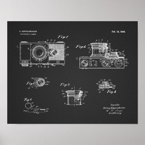 1936 Vintage Camera Patent Art Drawing Print
