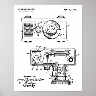 1936 Vintage Camera Patent Art Drawing Print