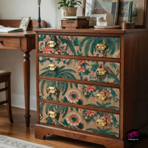 1936 Vintage Chintz Tropical Floral Bird Pattern Tissue Paper