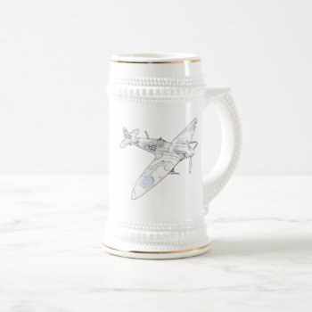 1936 Wwii Spitfire Fighter Aircraft-color Beer Stein by PNGDesign at Zazzle