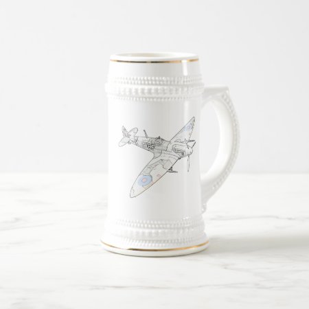 1936 Wwii Spitfire Fighter Aircraft-color Beer Stein