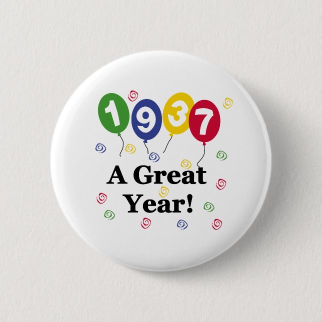 1937 A Great Year Birthday Pinback Button (Front)