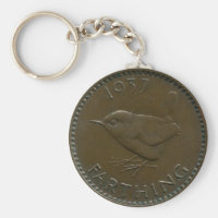 1937 British farthing keychain