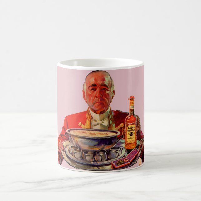 1937 butler with tray and Golden Wedding whiskey Coffee Mug (Center)