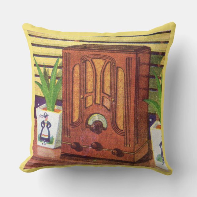 1937 cathedral radio throw pillow (Front)