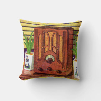1937 cathedral radio throw pillow