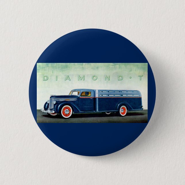 1937 Diamond T blue truck Button (Front)