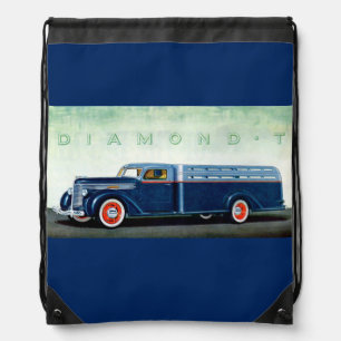 1937 Diamond T blue truck Drawstring Bag