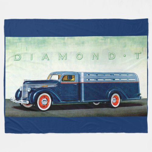 1937 Diamond T blue truck Fleece Blanket