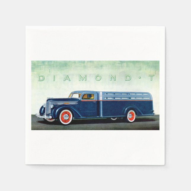 1937 Diamond T blue truck Paper Napkins (Front)
