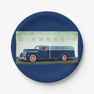 1937 Diamond T blue truck Paper Plates