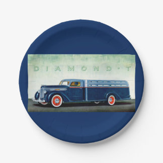 1937 Diamond T blue truck Paper Plates