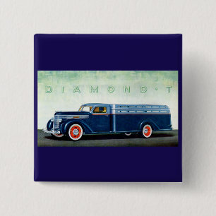 1937 Diamond T blue truck Pinback Button