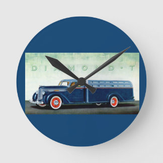 1937 Diamond T blue truck Round Clock