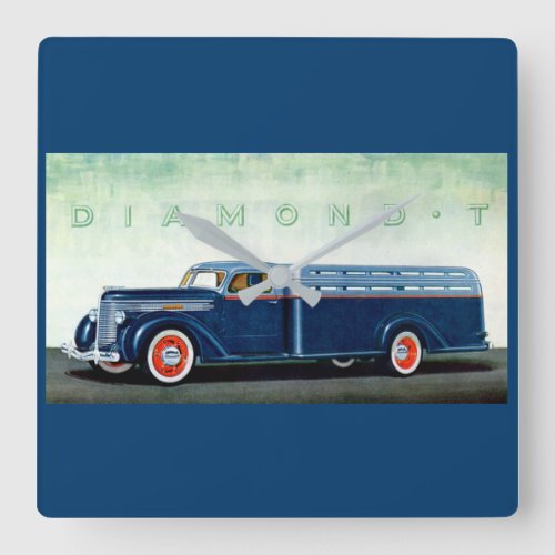 1937 Diamond T blue truck Square Wall Clock