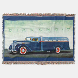 1937 Diamond T blue truck Throw Blanket