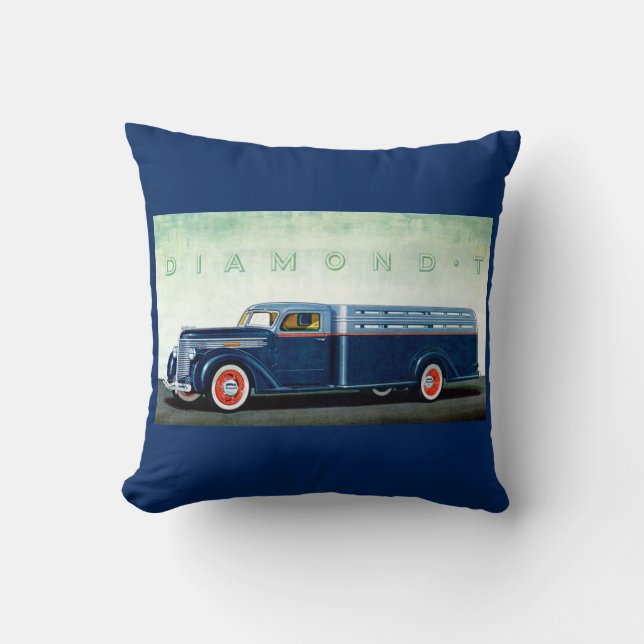 1937 Diamond T blue truck Throw Pillow (Front)