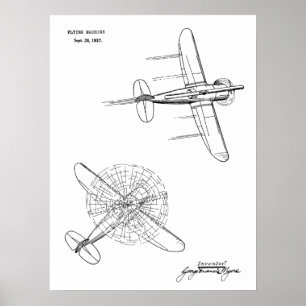 1937 Helicopter Airplane Patent Art Drawing Print