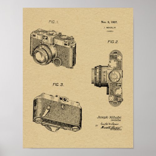 1937 Old Camera Patent Art Drawing Print