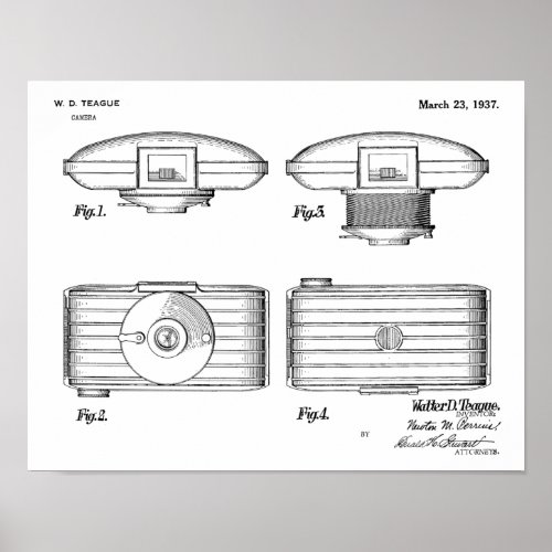 1937 Vintage Camera Patent Art Drawing Print