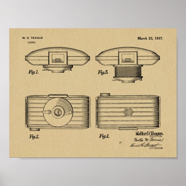 1937 Vintage Camera Patent Art Drawing Print (Front)