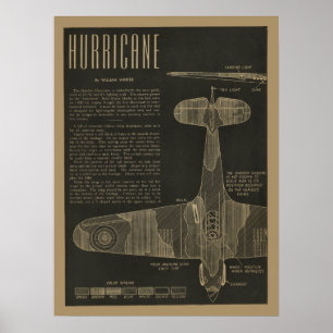 1938 Aviation Hurricane Airplane Design Art Print