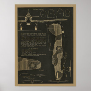 1938 Aviation Hurricane Airplane Design Art Print