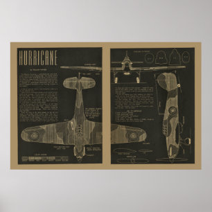 1938 Aviation Hurricane Airplane Design Art Print