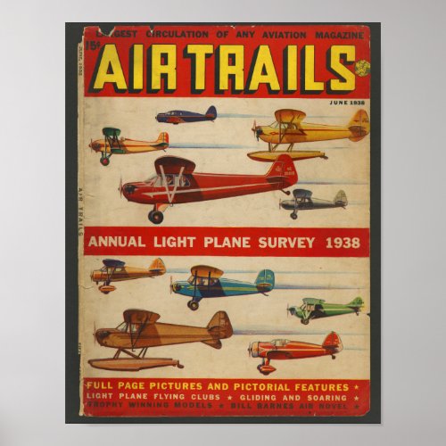 1938 Aviation Magazine Airplane Cover Art Print