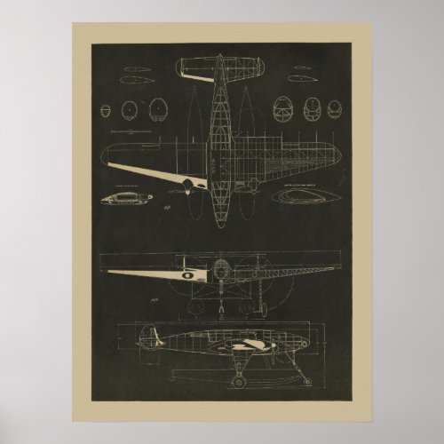 1938 Aviation Magazine Airplane Design Art Print
