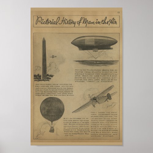 1938 Aviation Magazine Airplane History Art Print