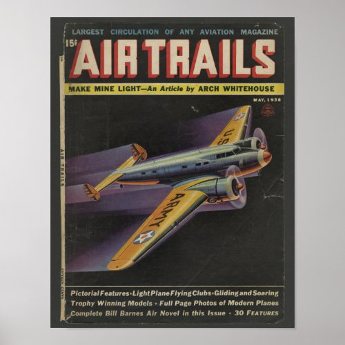 1938 Aviation Magazine Cover Airplane Art Print