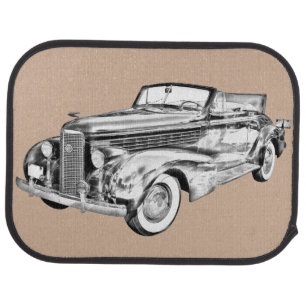 1938 Cadillac Lasalle Convertible Illustration Car Floor Mat