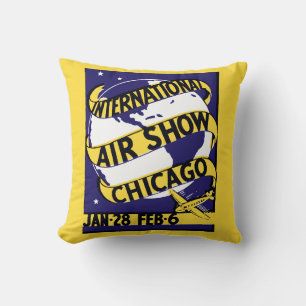 1938 Chicago International Air Show Throw Pillow